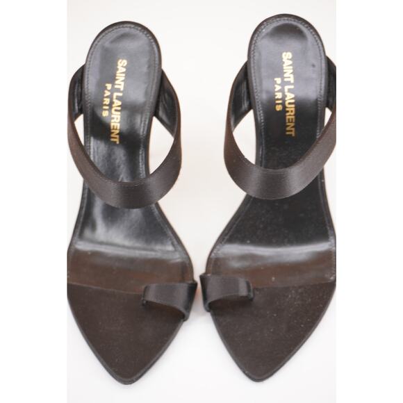 Saint Laurent Martha 110MM Pointed Toe Mule Sandals SZ 38 YSL Black Satin $1350 - Picture 9 of 12